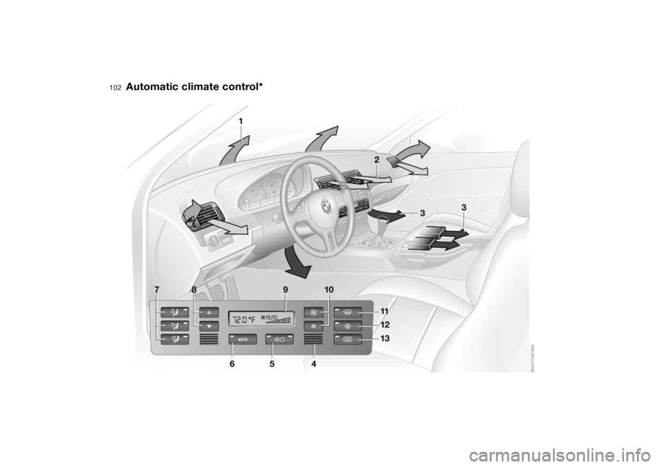 BMW 325XI SEDAN 2004 E46 Owners Manual 102
Automatic climate control* 
