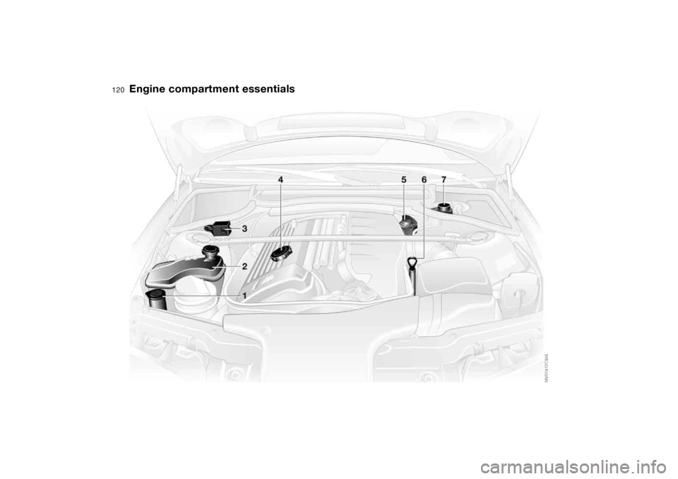 BMW M3 COUPE 2006 E46 Owners Manual 120
Engine compartment essentials 