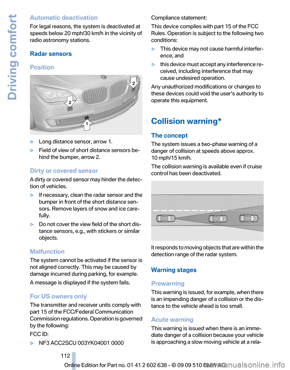 BMW 760I 2010 F01 Owners Manual 