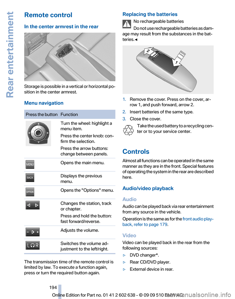 BMW 760I 2010 F01 Owners Manual 