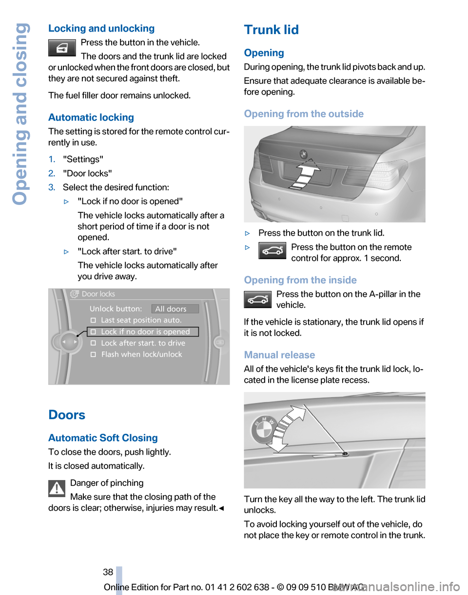 BMW 760I 2010 F01 Owners Manual 