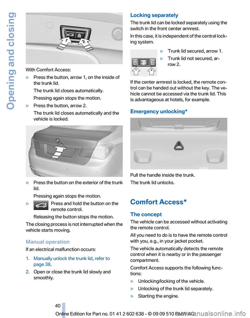 BMW 760I 2010 F01 Owners Manual 