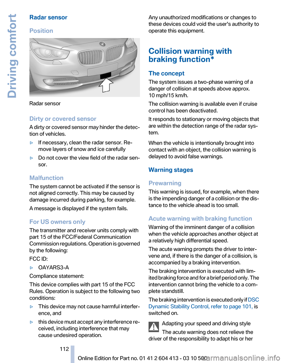 BMW 550I GT 2010 F07 Owners Manual 