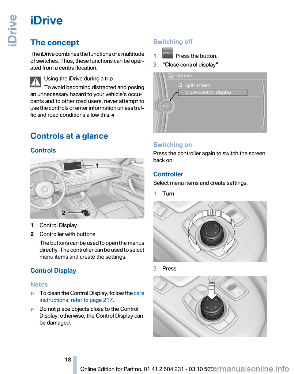 BMW Z4 2011 E89 Owners Manual 
