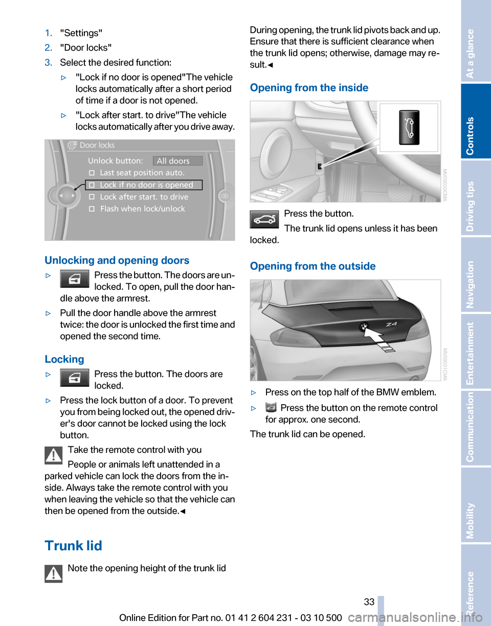 BMW Z4 2011 E89 Owners Manual 