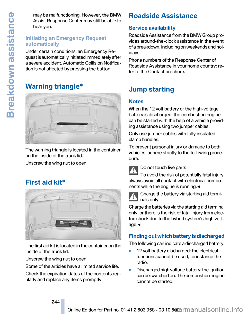 BMW ACTIVE HYBRID 7 2011 F04 Owners Manual 