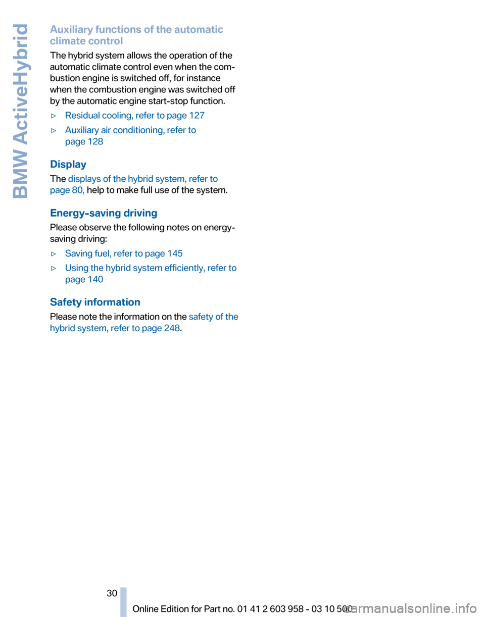 BMW ACTIVE HYBRID 7 2011 F04 Owners Manual 