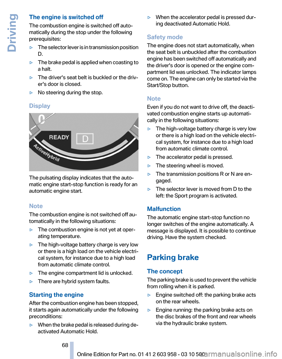BMW ACTIVE HYBRID 7 2011 F04 Owners Manual 