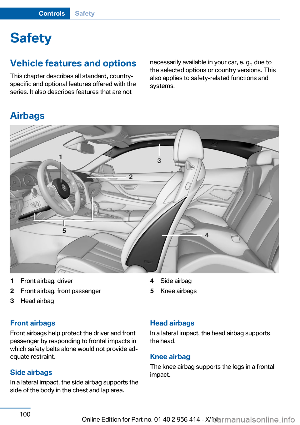 BMW M6 COUPE 2014 F13M Owners Manual SafetyVehicle features and options
This chapter describes all standard, country-
specific and optional features offered with the
series. It also describes features that are notnecessarily available in