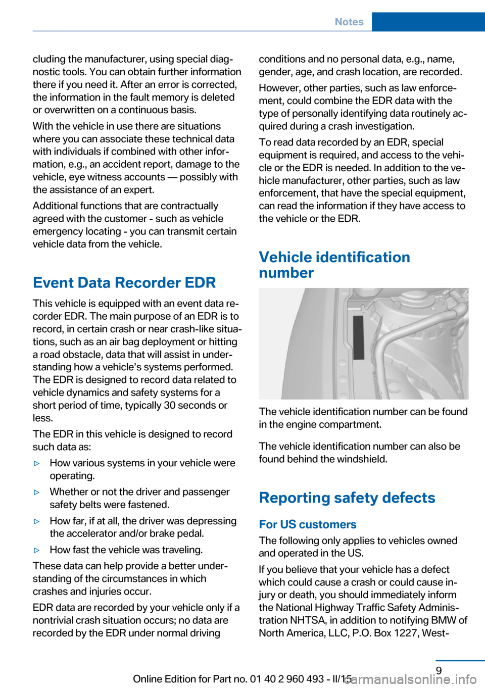 BMW 3 SERIES SPORTS WAGON 2016 F31 Owners Manual cluding the manufacturer, using special diag‐
nostic tools. You can obtain further information
there if you need it. After an error is corrected,
the information in the fault memory is deleted
or ov BMW 3 SERIES SPORTS WAGON 2016 F31 Owners Manual cluding the manufacturer, using special diag‐
nostic tools. You can obtain further information
there if you need it. After an error is corrected,
the information in the fault memory is deleted
or ov
