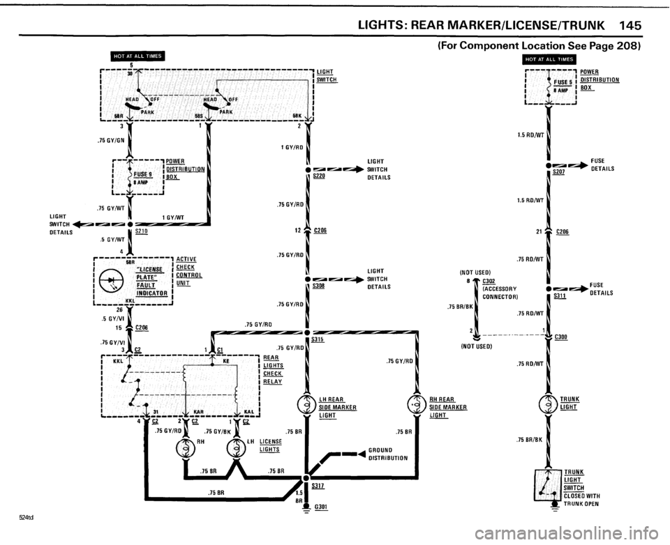 BMW 524TD 1985 E28 Electrical Troubleshooting Manual 