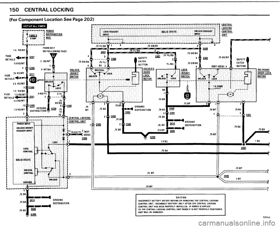 BMW 524TD 1985 E28 Electrical Troubleshooting Manual 