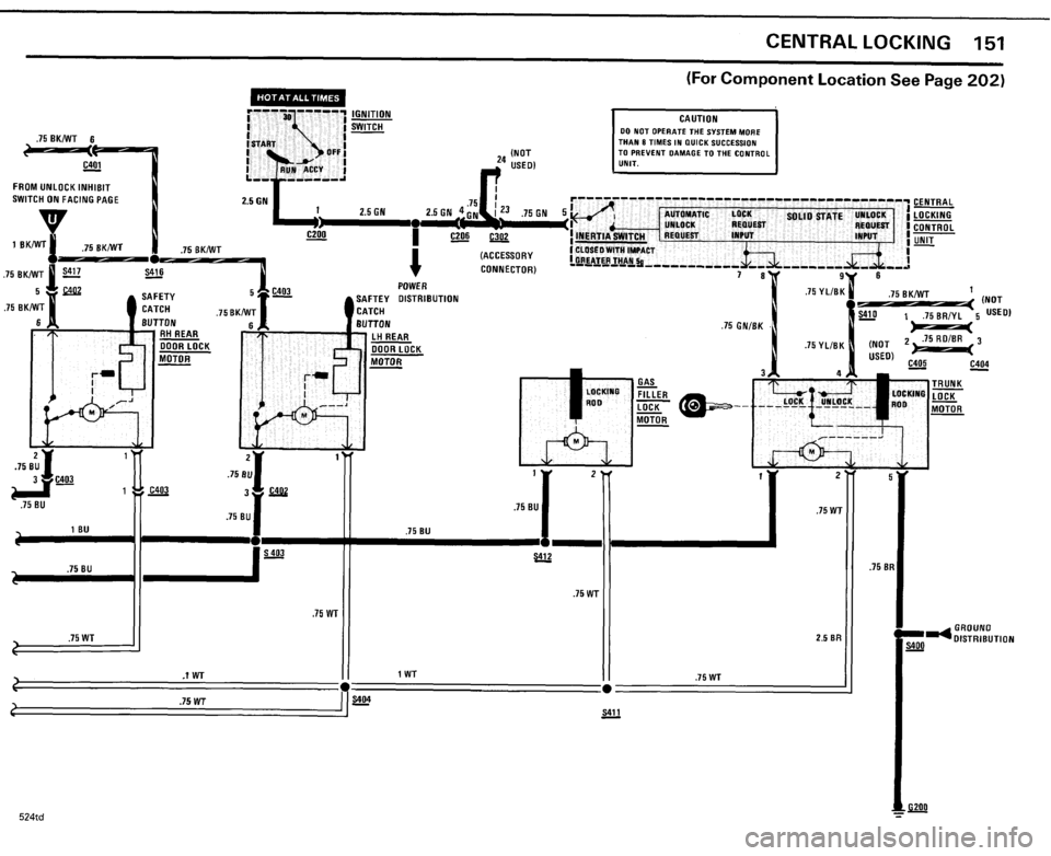 BMW 524TD 1985 E28 Electrical Troubleshooting Manual 