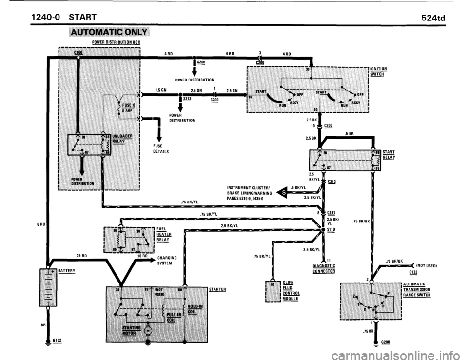 BMW 524TD 1986 E28 Electrical Troubleshooting Manual 