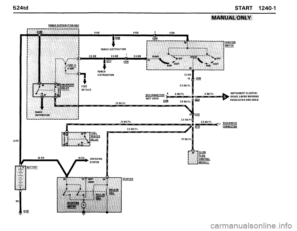 BMW 524TD 1986 E28 Electrical Troubleshooting Manual 