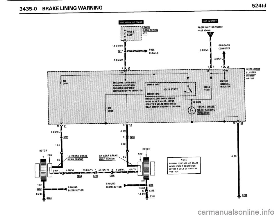 BMW 524TD 1986 E28 Electrical Troubleshooting Manual 