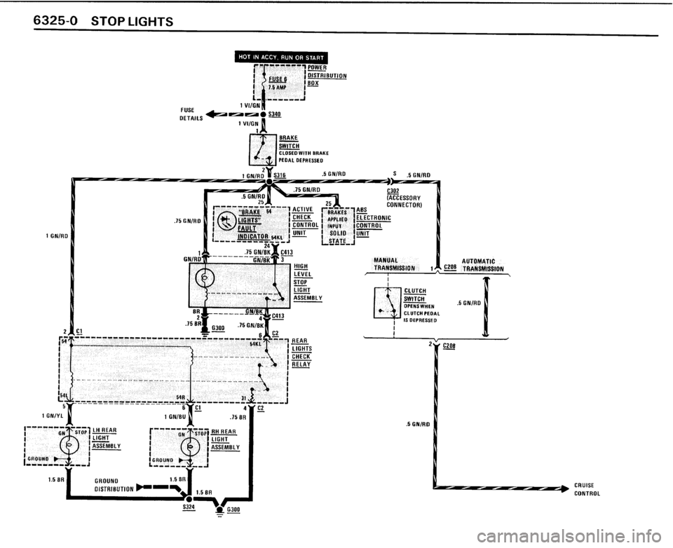 BMW 325i CONVERTIBLE 1989 E30 Electrical Troubleshooting Manual 