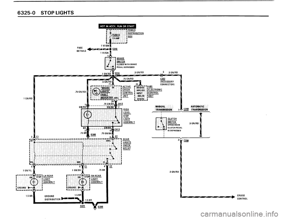 BMW 325i CONVERTIBLE 1990 E30 Electrical Troubleshooting Manual 
