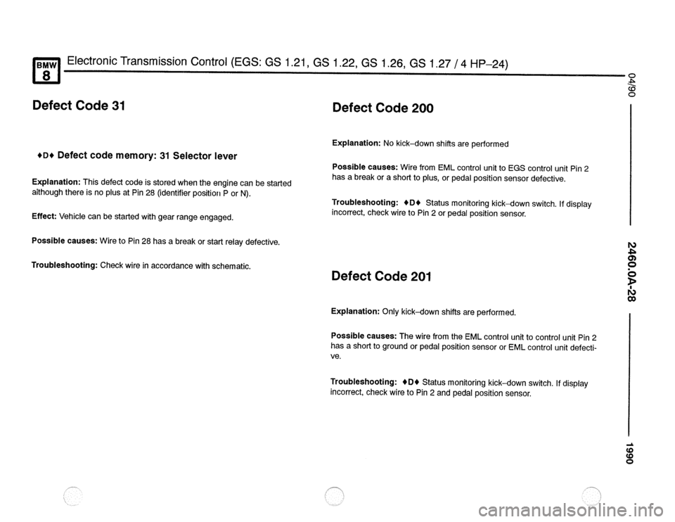 BMW 850csi 1990 E31 Electrical Troubleshooting Manual 