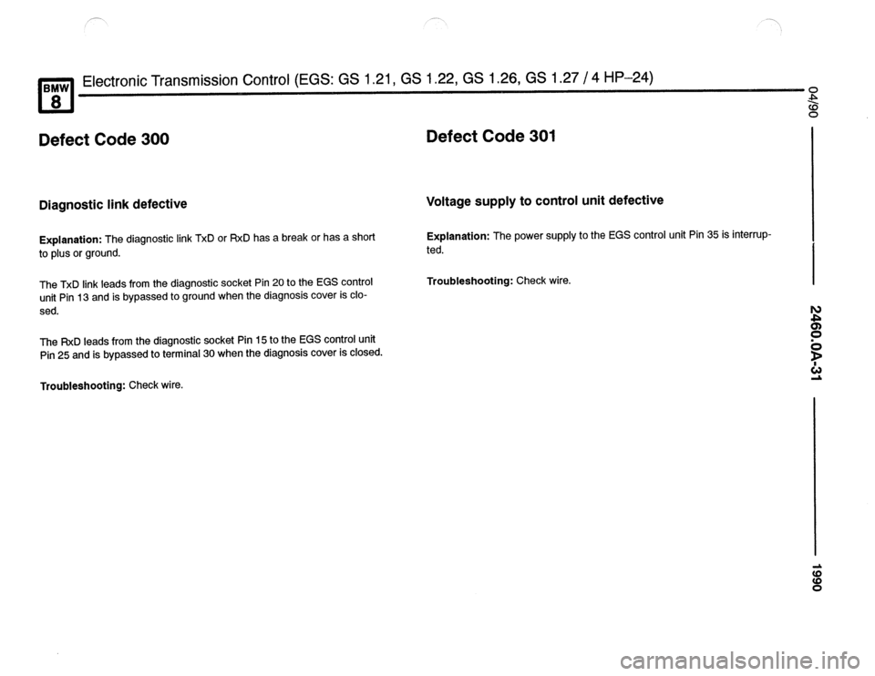 BMW 850csi 1990 E31 Electrical Troubleshooting Manual 