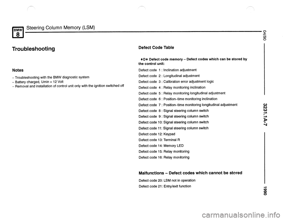 BMW 850csi 1990 E31 Electrical Troubleshooting Manual 