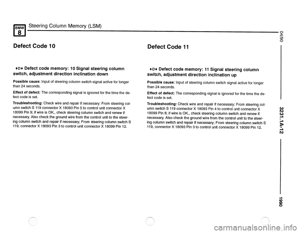 BMW 850csi 1990 E31 Electrical Troubleshooting Manual 