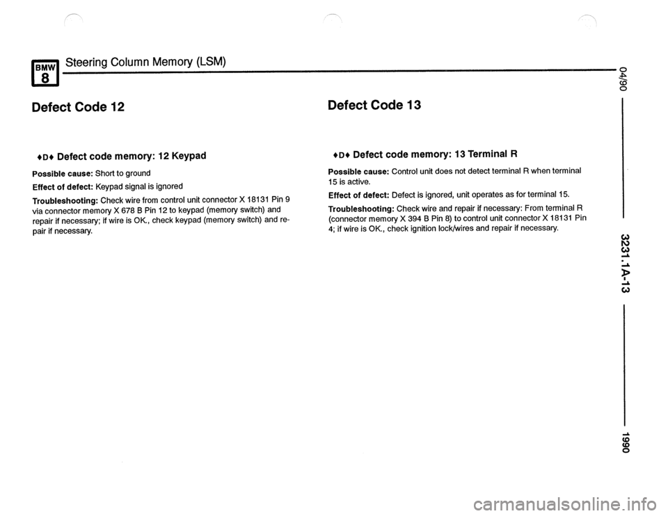BMW 850csi 1990 E31 Electrical Troubleshooting Manual 