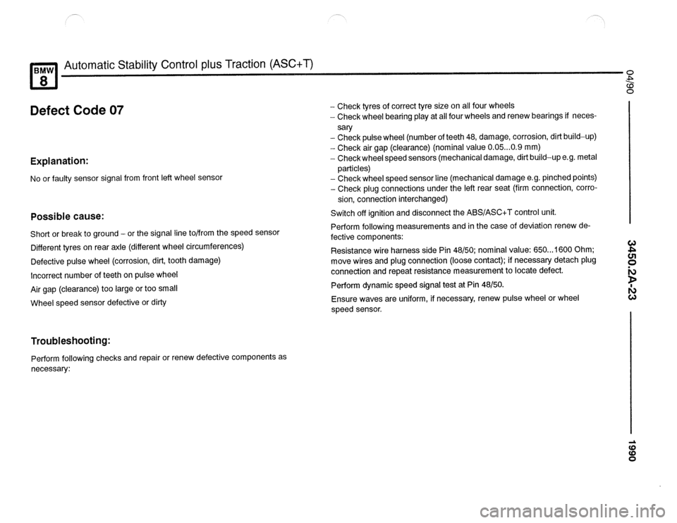 BMW 850csi 1990 E31 Electrical Troubleshooting Manual 