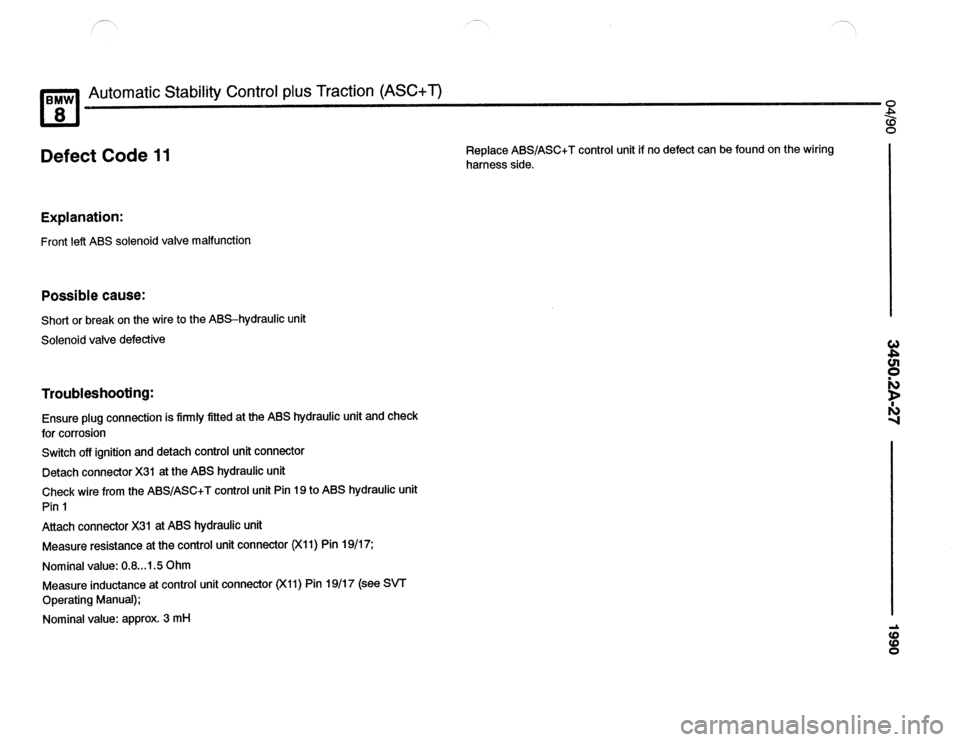 BMW 850csi 1990 E31 Electrical Troubleshooting Manual 