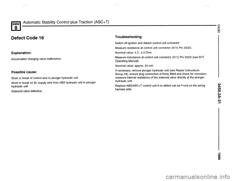 BMW 850csi 1990 E31 Electrical Troubleshooting Manual 