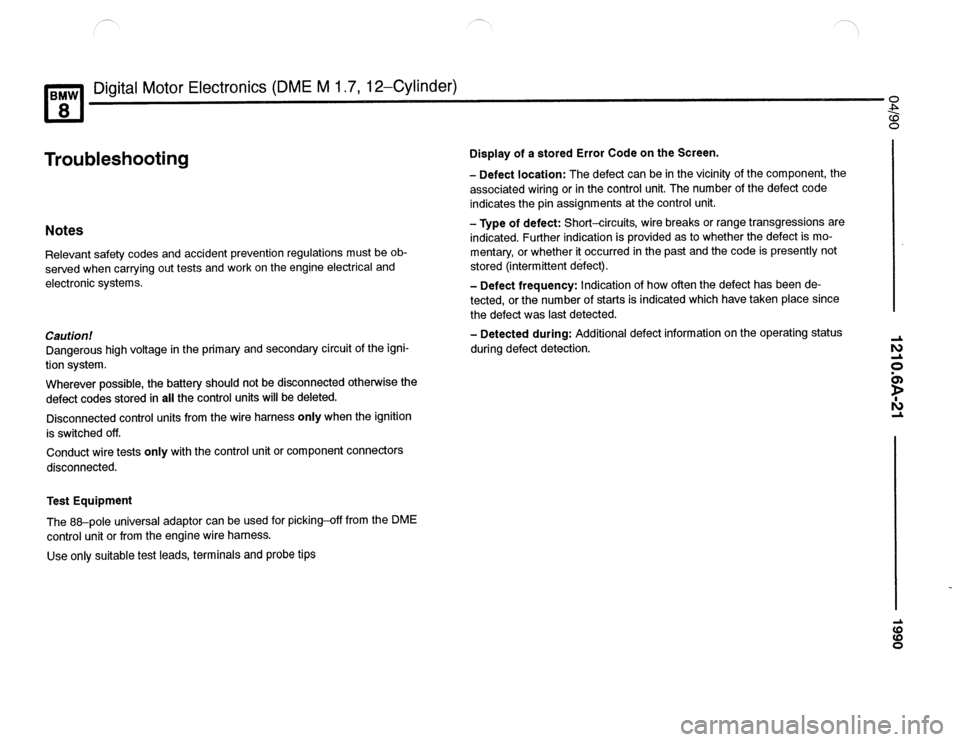 BMW 850csi 1990 E31 Electrical Troubleshooting Manual 