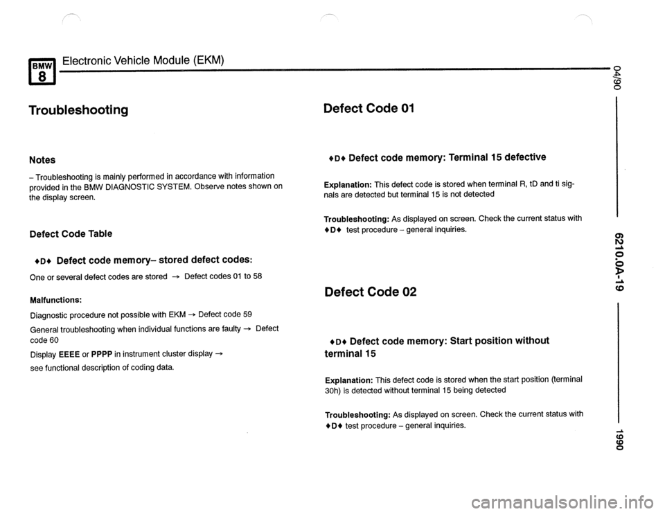 BMW 850csi 1990 E31 Electrical Troubleshooting Manual 