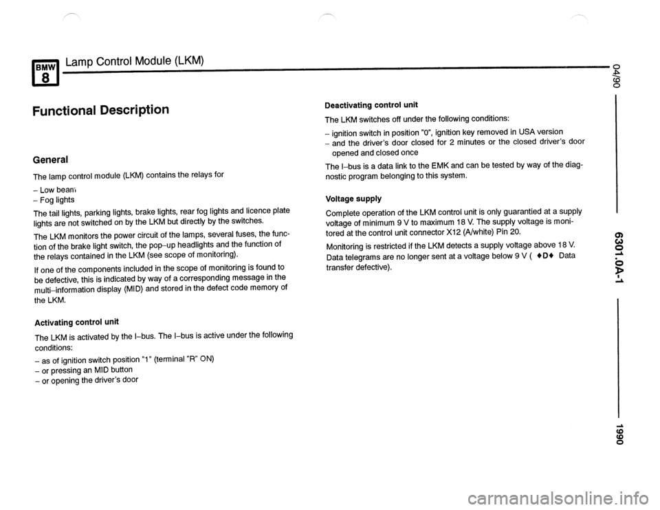 BMW 850csi 1990 E31 Electrical Troubleshooting Manual 