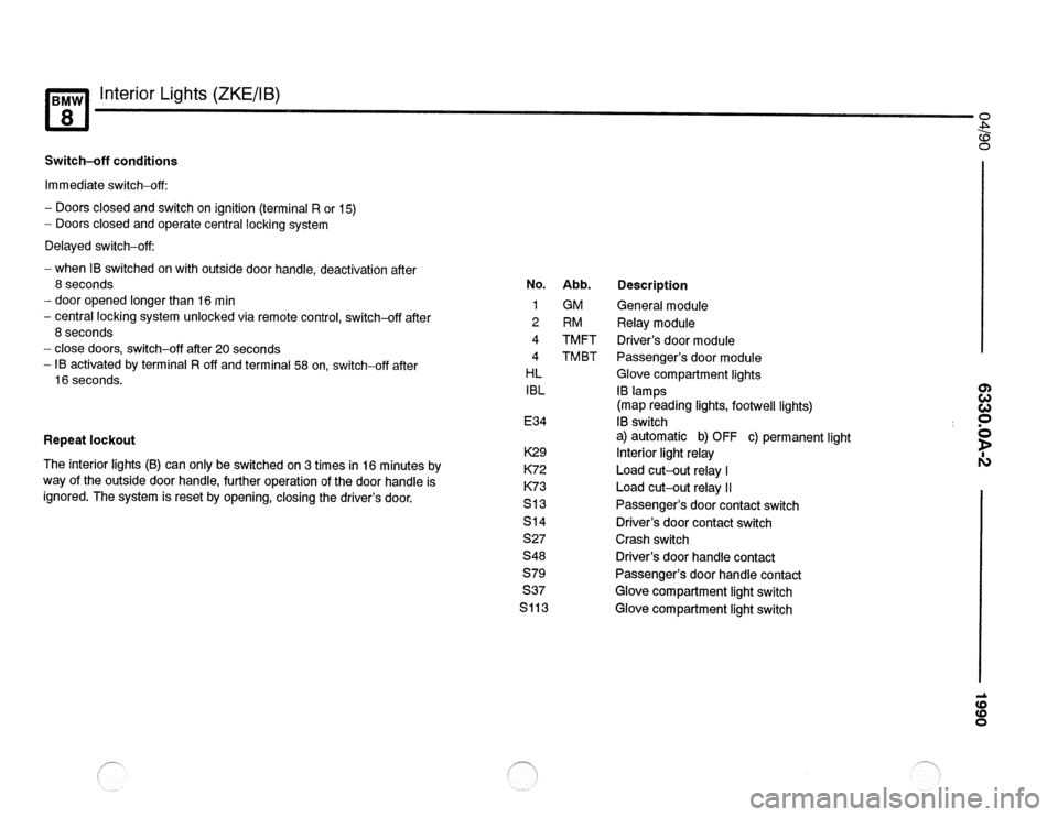BMW 850csi 1990 E31 Electrical Troubleshooting Manual 