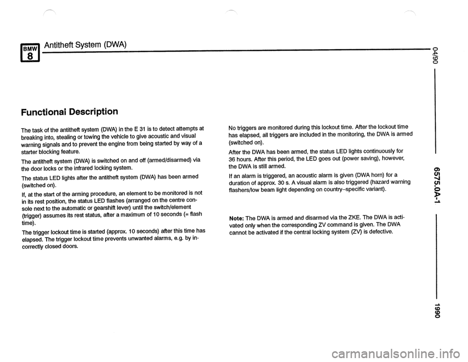 BMW 850csi 1990 E31 Electrical Troubleshooting Manual 