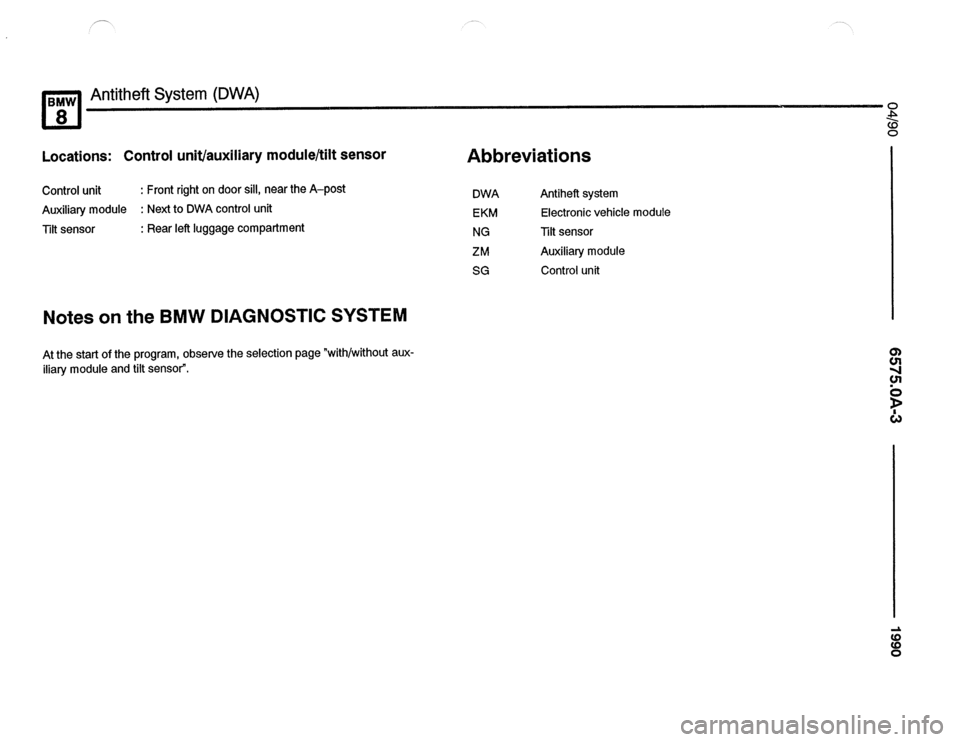 BMW 850csi 1990 E31 Electrical Troubleshooting Manual 