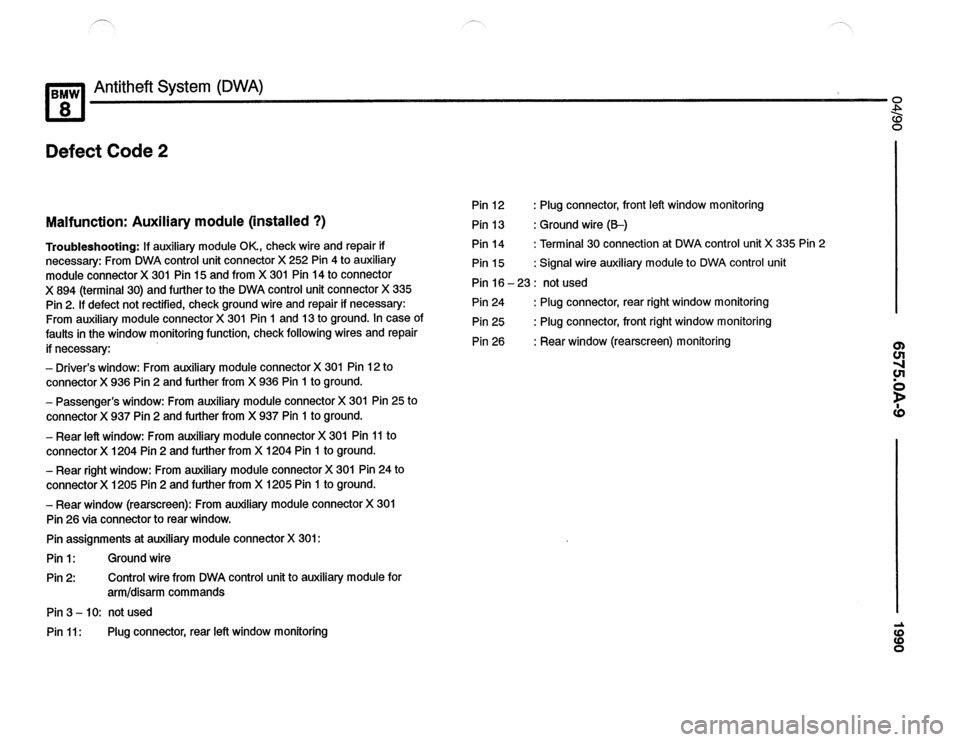 BMW 850csi 1990 E31 Electrical Troubleshooting Manual 