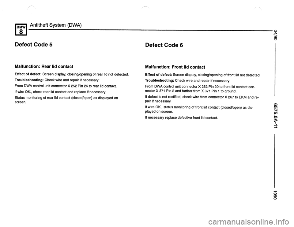 BMW 850csi 1990 E31 Electrical Troubleshooting Manual 