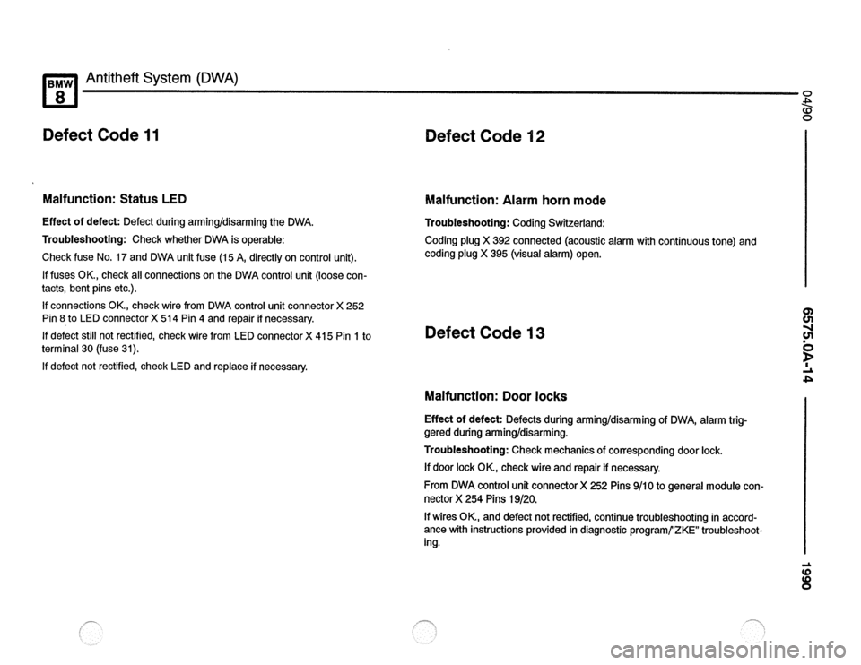 BMW 850csi 1990 E31 Electrical Troubleshooting Manual 