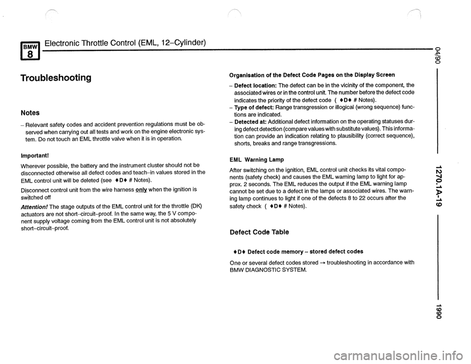 BMW 850csi 1990 E31 Electrical Troubleshooting Manual 