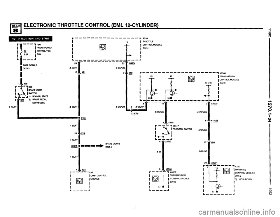 BMW 850i 1992 E31 Electrical Troubleshooting Manual 
