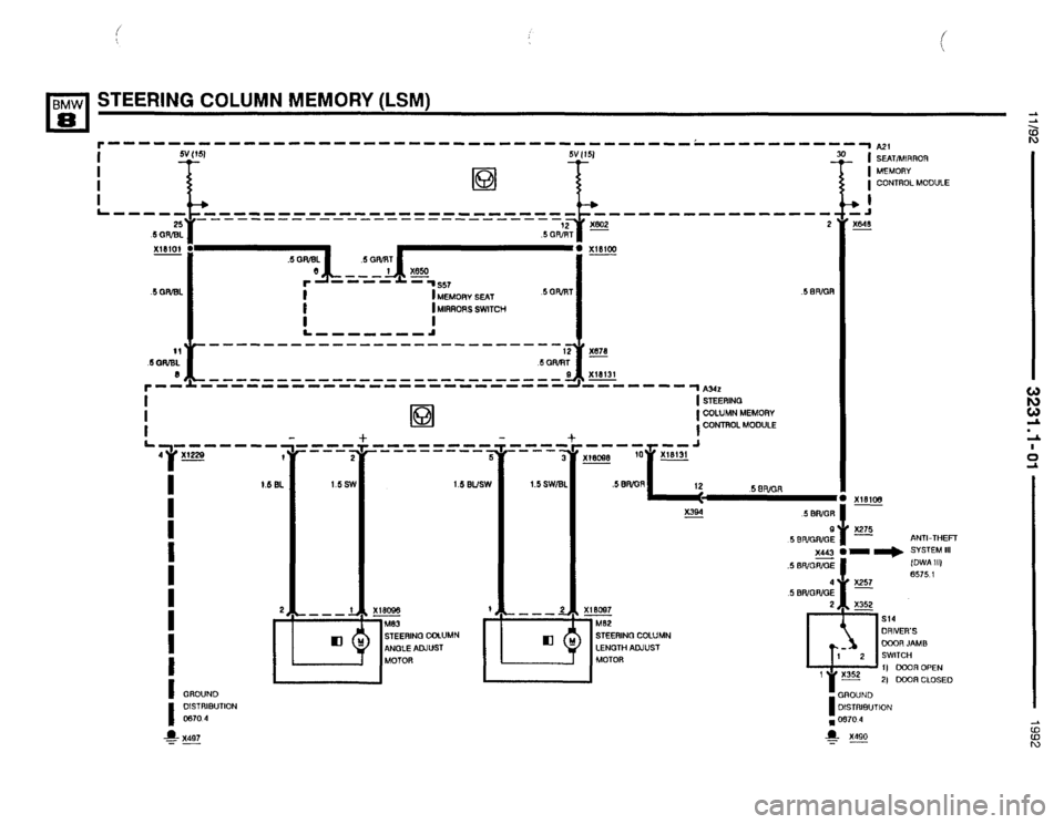 BMW 850i 1992 E31 Electrical Troubleshooting Manual 