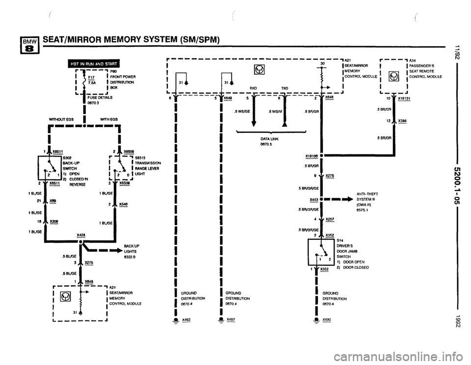 BMW 850i 1992 E31 Electrical Troubleshooting Manual 