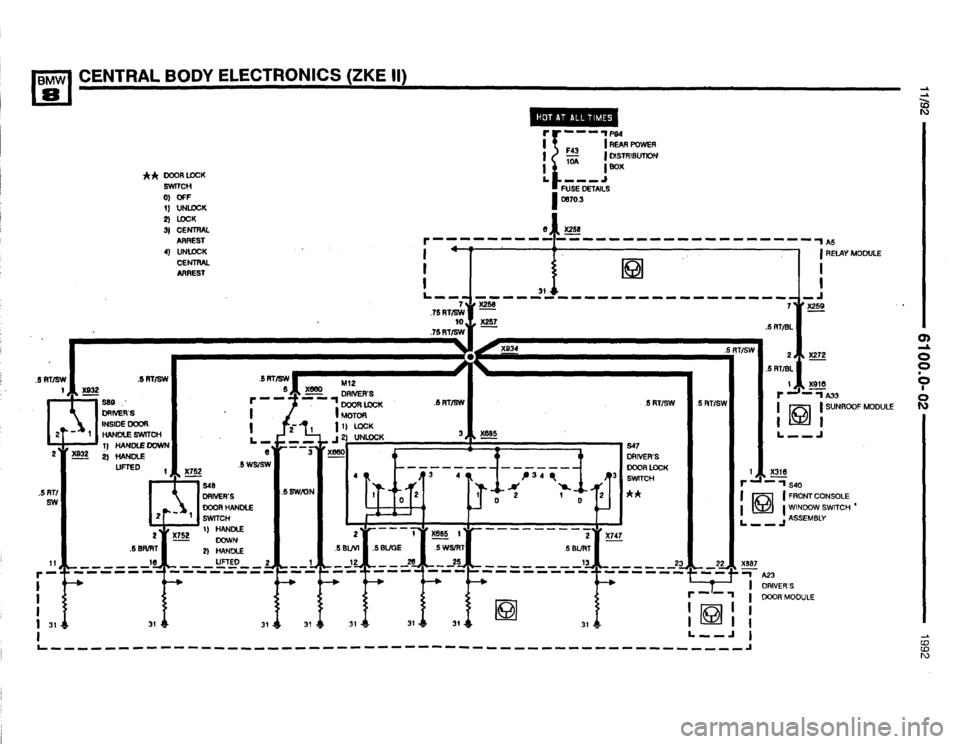 BMW 850i 1992 E31 Electrical Troubleshooting Manual 