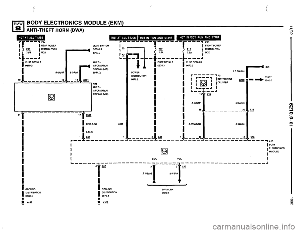 BMW 850i 1992 E31 Electrical Troubleshooting Manual 