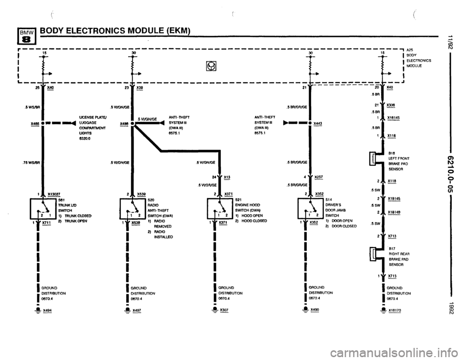 BMW 850i 1992 E31 Electrical Troubleshooting Manual 