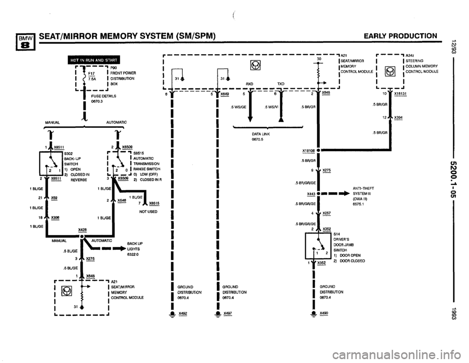 BMW 850i 1993 E31 Electrical Troubleshooting Manual 