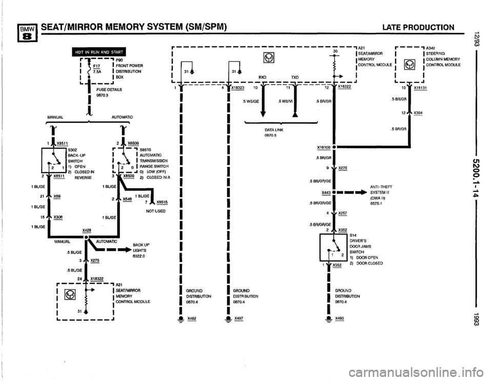 BMW 850i 1993 E31 Electrical Troubleshooting Manual 