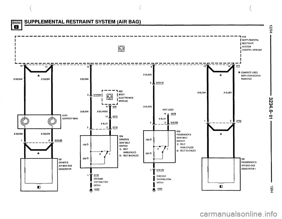 BMW 850csi 1994 E31 Electrical Troubleshooting Manual 