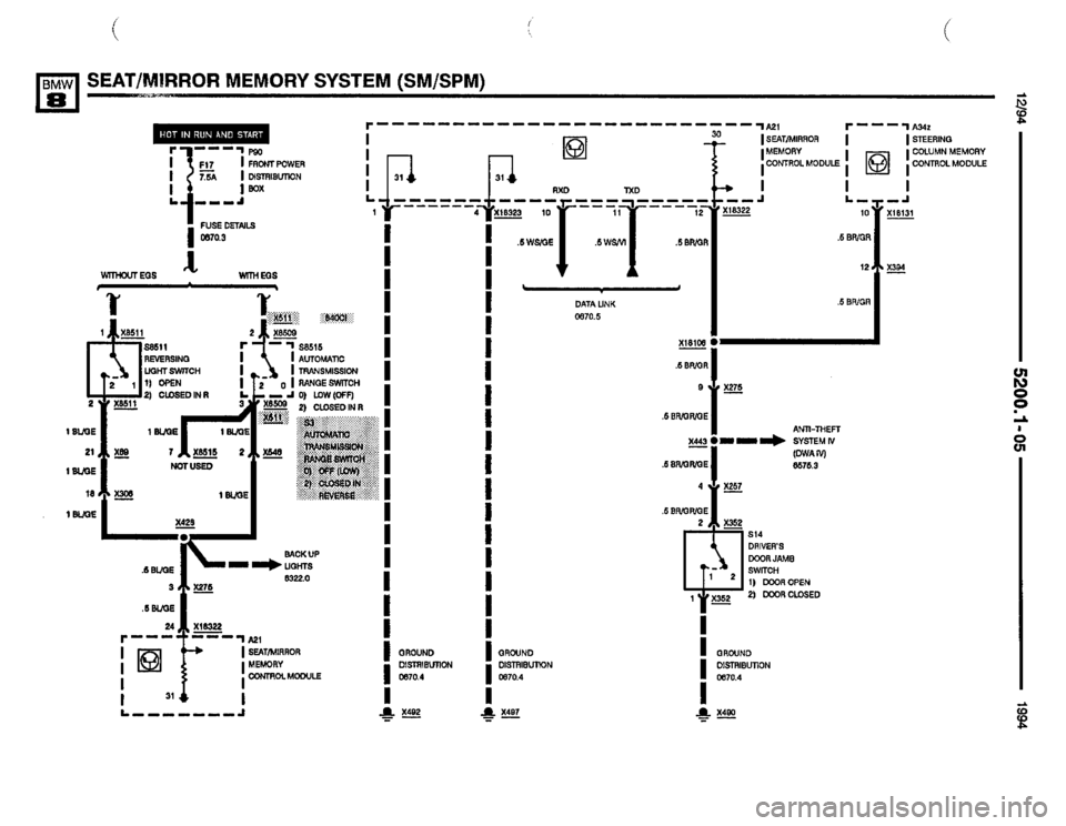 BMW 850csi 1994 E31 Electrical Troubleshooting Manual 